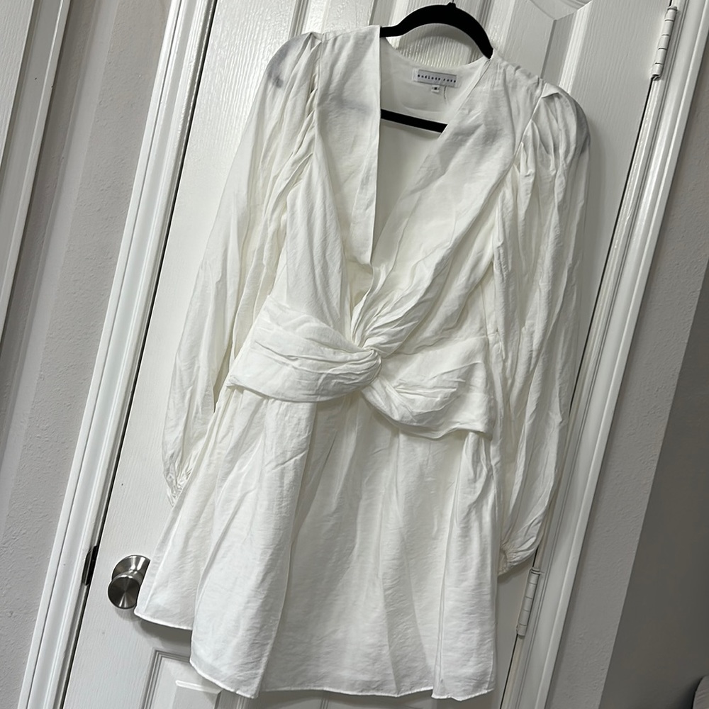 Endless Rose Twist Front Drape Long Sleeve Minidress